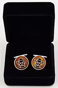 ULTRA RARE Georg Jensen Sterling Enamel Honey Bumble Bee Cufflinks 1940s - Picture 1 of 10
