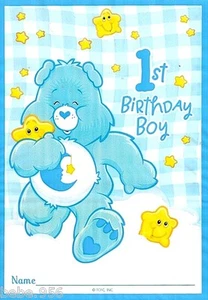 NEW CARE BEARS 1st BIRTHDAY BOY 8-PLASTIC LOOT BAGS PARTY SUPPLIES - Picture 1 of 1