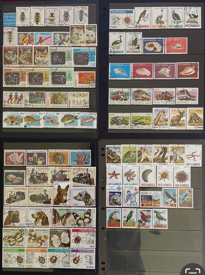4 Sheets of Stamps from Mozambique 1970-1990 Mixed Selection Mint & Used - image 1 of 1