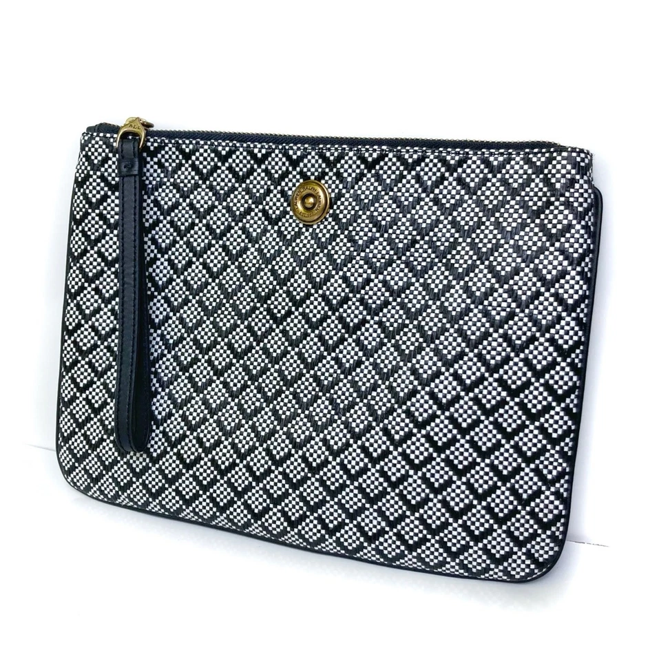 Ralph Lauren Black White Geometric Nylon Wristlet Clutch Pouch Organizer | NEW - Image 1 of 4
