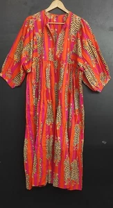 Tiger Print Cotton Midi Dress, Mini Dress, , Deep Neck with string closer, Dress - Picture 1 of 10
