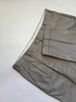 🇮🇹 Pantalones de vestir Zanella para hombre 40x33 plisados súper 120s lana salvia hechos en Italia Foto 1 de 4