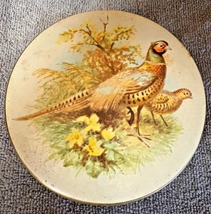 Contenitore di latta vintage Riley's Toffee Pheasants made in England - Foto 1 di 3