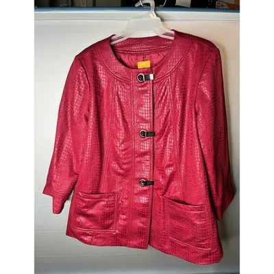 Ruby Rd Red Pleather Jacket Size 10 - Image 1 of 4