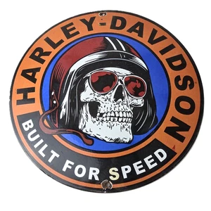 Insegna Moto Vintage Harley Davidson - Insegna Porcellana Pompa Gas Velocità Costruita - Foto 1 di 14