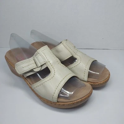 KLOGS Size 8 Slip Resistant Beige Leather Open Toe Wedge Comfort Slide Sandal - Image 1 of 4