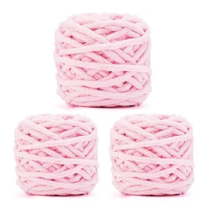 Blanket Yarn 3 Pack of 100g/3.5oz - Pink Chenille Yarn 6 Super Bulky - Knitti... - Picture 1 of 7
