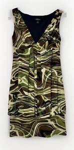 New A.G.B. Camo Green Brown Sleeveless Cute Dress $ 89 Women's 8 - Picture 1 of 3