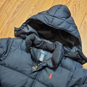 Vintage Polo Ralph Lauren Jacket Boys Small 8 Blue Down Filled Puffer Hooded Y2K - Picture 1 of 13