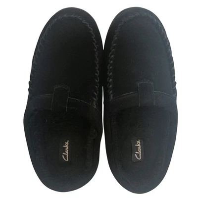 Clarks Zapatillas Zueco Negro Hombre Gamuza Borde Trenzado. Forrado difuso. Hombre talla 10 Foto 1 de 4
