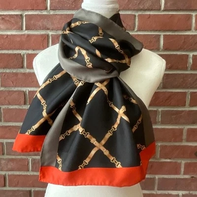 "Bufanda gráfica Talbots 100 % seda enrollada a mano 13""x68"" nueva sin etiquetas" Foto 1 de 4