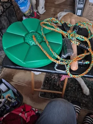 Swingan Cool Disc Swing With Adjustable Rope (Fully Assembled), Green - Image 1 of 3
