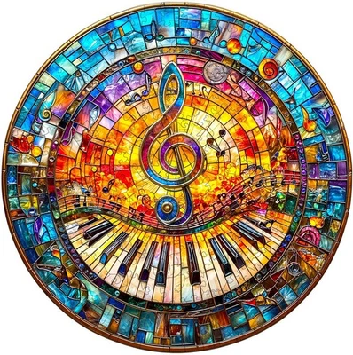 Wooden Puzzles for Adults - Stained Glass Music Wooden Magic Puzzle, Unique Shap - Image 1 of 4