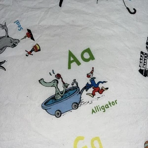 Pottery Barn Kids Dr Seuss ABC Full Size Flat Sheet 100% Cotton Retired - Picture 1 of 12