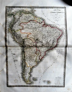 1827Original Gravur:GENERALKARTE VON SÜDAMERIKA.M.LAPIE - Bild 1 von 3