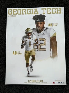GEORGIA TECH VS CLEMSON FOOTBALL GAME PROGRAM SEPT 22 2018 NICE GRADE M623 - Picture 1 of 1