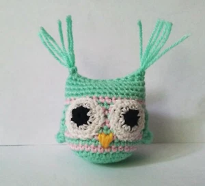 Crochet owl Amigurumi bird Pocket worry pet Anxiety buddy Baby shower gift - Picture 1 of 8