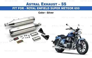 Royal Enfield "Astral Silver Exhaust Silencer" Pair Fit For Super Meteor 650 - Picture 1 of 7