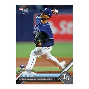 Taj Bradley - 2023 MLB TOPPS NOW Card 111 - RC Rookie Debut Wins Rays 12-0 - Picture 1 of 2