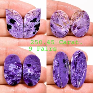 252.55 Karat Natürlich Charoit Passende Paar Cabochon Lose Edelsteine 9 Menge - Picture 1 of 17