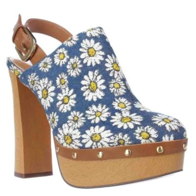 Report Mylie Blue Floral Slingback Platform Clogs Size 8 - image 1 of 4