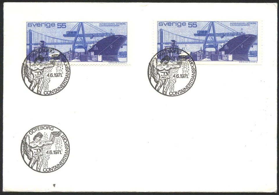 FDC Transport Port Ship 1971  from Sweden  avdpz - Image 1 of 1