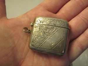 Antique Birmingham 1919 Sterling Silver Vesta Case/ Petrol Lighter - Foto 1 di 6