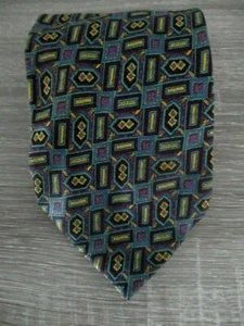 Vintage Giorgio Armani Cravatte Men's Silk Neck Tie Abstract Grey Purple Yellow - Picture 1 of 3