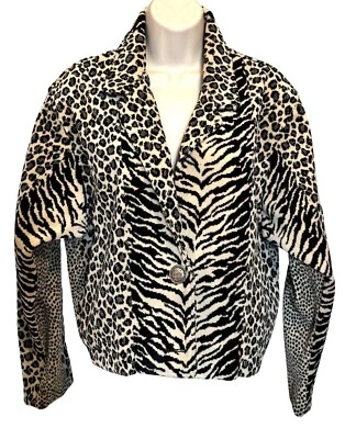 Chaqueta Bomber Vintage Pintada Pony Para Mujer Leopardo Hecha en Texas Talla Mediana Foto 1 de 4