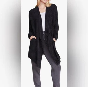Barefoot Dreams Cozychic Lite Gr. M vorne offen Strickjacke Hoodie schwarz Taschen - Bild 1 von 3