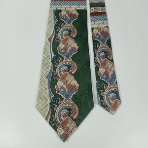 CLAUDIO VALENTINO Paris Green Novelty Silk Tie Made in Japan - Picture 1 of 11