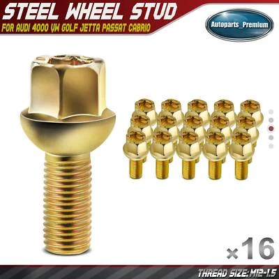 16x Pernos de tuerca de rueda M12-1.50 para Audi 4000 Volkswagen Golf Jetta Passat Cabrio Foto 1 de 4