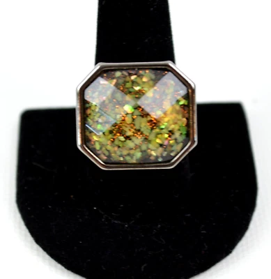 lia sophia Silver Tone Costume Jewelry Ring Size 9.75 Green Specks - Image 1 of 4
