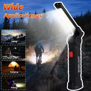 1-2PACK Magnetic Base LED COB Work Light Rechargeable Mechanic Torch Flashlight - Picture 1 of 16