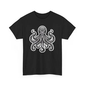 Camiseta Unisex Adulto Pulpo Art Deco Con Patrones Chevron Ocean Life Retro Tee - Imagen 1 de 13