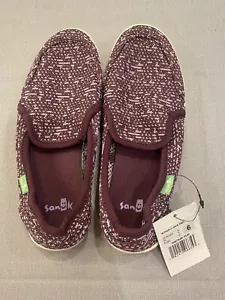 Sanuk Womens Shoes Burgundy Pair O Dice Knit Slip On Loafer 1097549 Size 6 - Picture 1 of 2