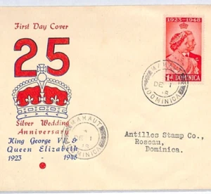 DOMINICA 1948 FDC SILVER WEDDING *Mahaut* ILLUSTRATED KGVI First Day Cover YR68 - Picture 1 of 11