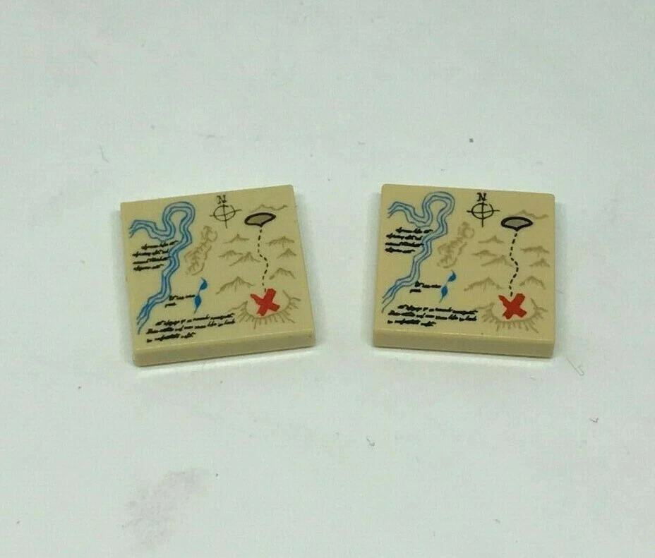LEGO Pirates des Caraïbes : 2x Tuile 2 x 2 Carte - Réf 3068bpb0148 - Set 4195 - Photo 1/1