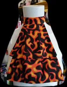 Flame Print Jabot Neck Frill Steam Punk Gothic Devil Fancy Dress Halloween - Picture 1 of 1