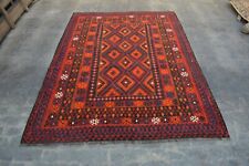 7'3 x 9'8 Feet Afghan Maimana Area Kilim Handmade Vintage Rug, Any Room Décor.