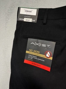 Axist dress pants Men's 34x34 black no iron wrinkle resistant straight NWT New - Picture 1 of 16