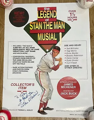 STAN MUSIAL SIGNED/AUTOGRAPHED 18x24 POSTER - THE LEGEND OF STAN THE MAN VIDEO - Image 1 of 4