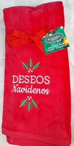 Neu mit Etikett Nikolaus quadratisch rot bestickt WEIHNACHTEN dekorative HANDTÜCHER 2-teiliges Set - Bild 1 von 5