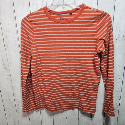 Boden Unisex Orange/Gray Striped Cotton Long Sleeve T-Shirt Size 15/16 Y - Image 1 of 4