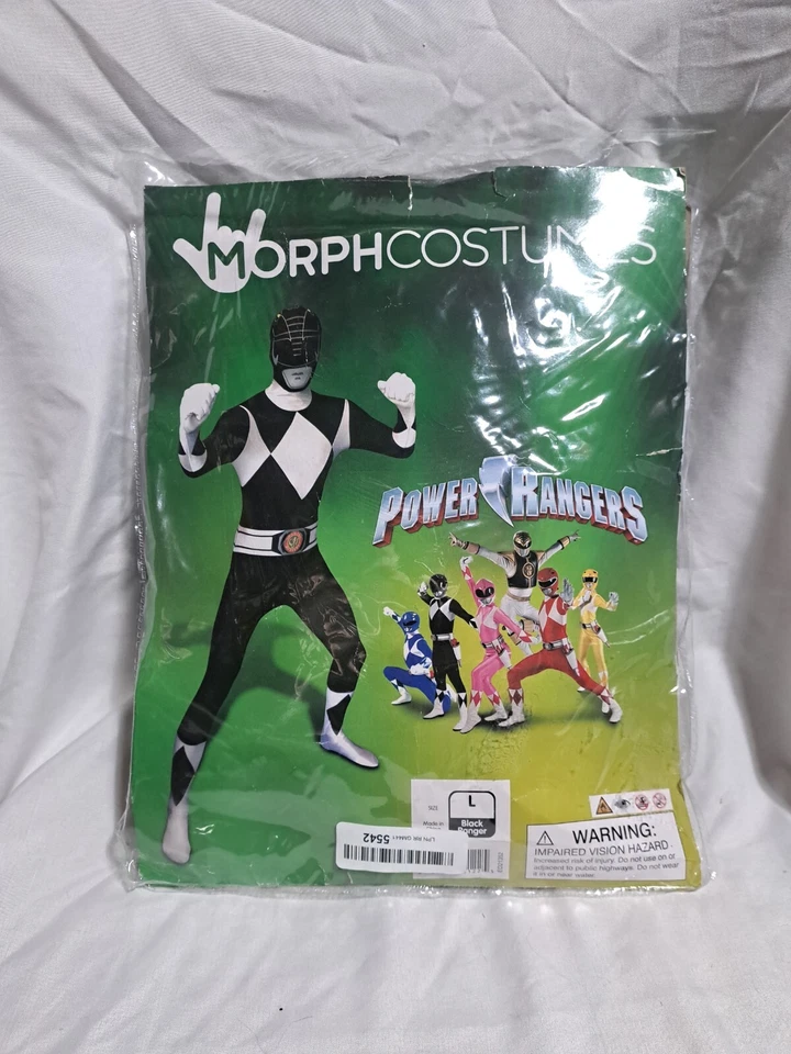 Mighty Morphin Power Rangers Black Ranger Morph Costume Adult Size LG Unisex — 第 1/4 张图片