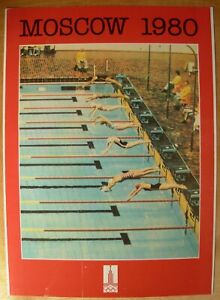 Soviet Sport POSTER Swimming Olympic GAMEs MOSOW 1980 USSR Olympiad swimmers