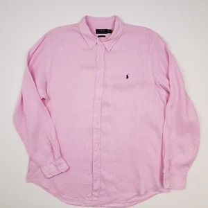 Ralph Lauren Leinen Hemd 2XL Herren Rosa Lachs Sommer Langarm Custom Fit Smart - Bild 1 von 18