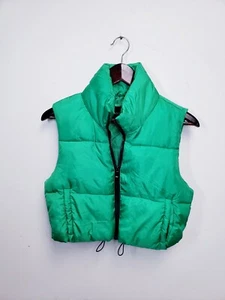 Women Crop Cotton Padded Vest Sleeveless Stand Collar Puffer XS - Picture 1 of 3