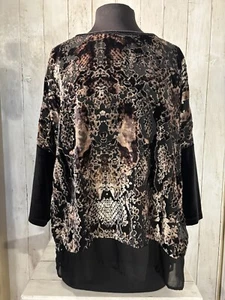 Neu mit Etikett Chicos Samt Schlange Burnout Top GR. 3 (XL) kastiger Pullover halbtransparent - Bild 1 von 11