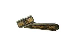 Vintage Peru Southwestern Sterling Silver & 18K Gold Tie Bar & Ring Size 7 - Picture 1 of 11